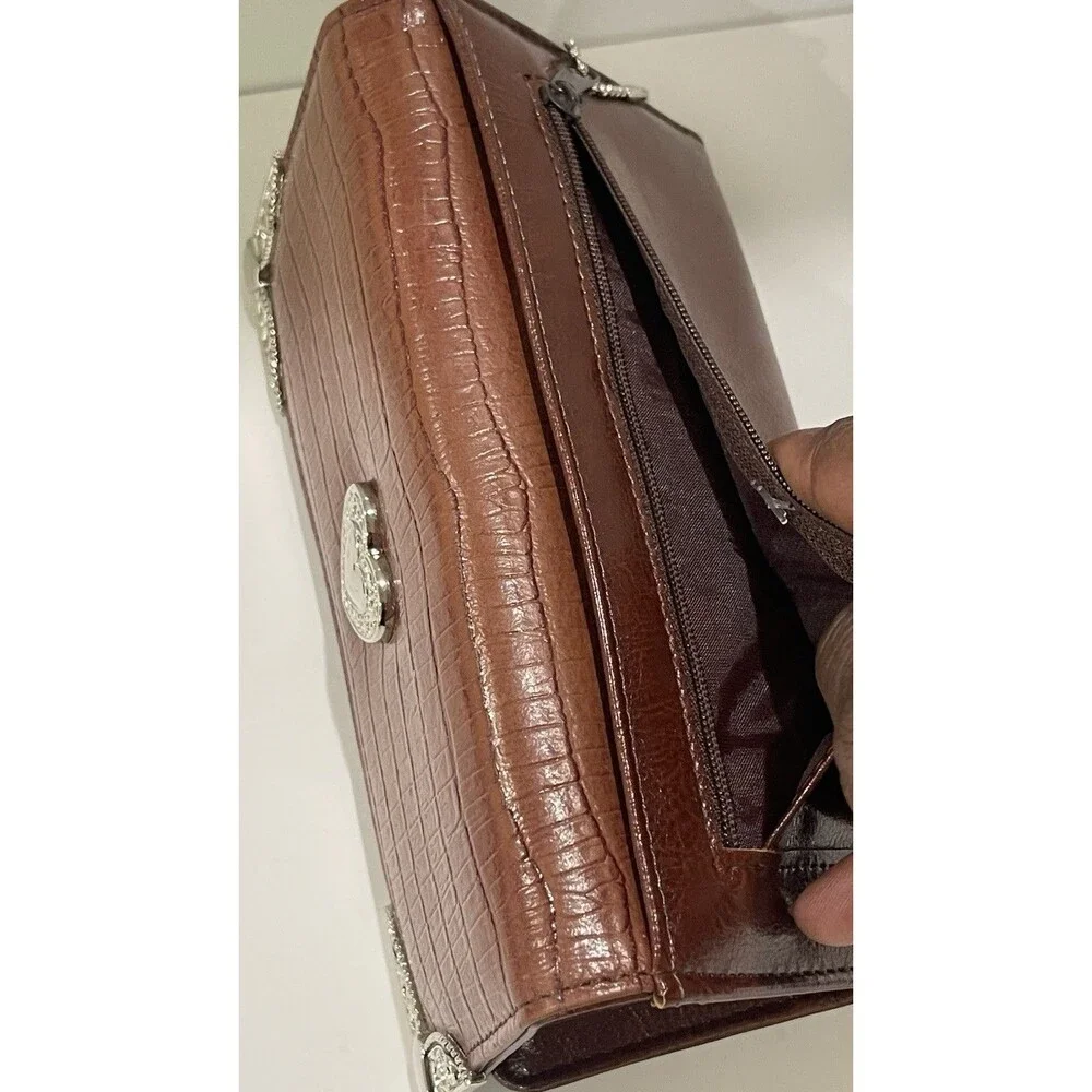 Vintage Women's Tri-Fold Leather Wallet NWT Brown Leather